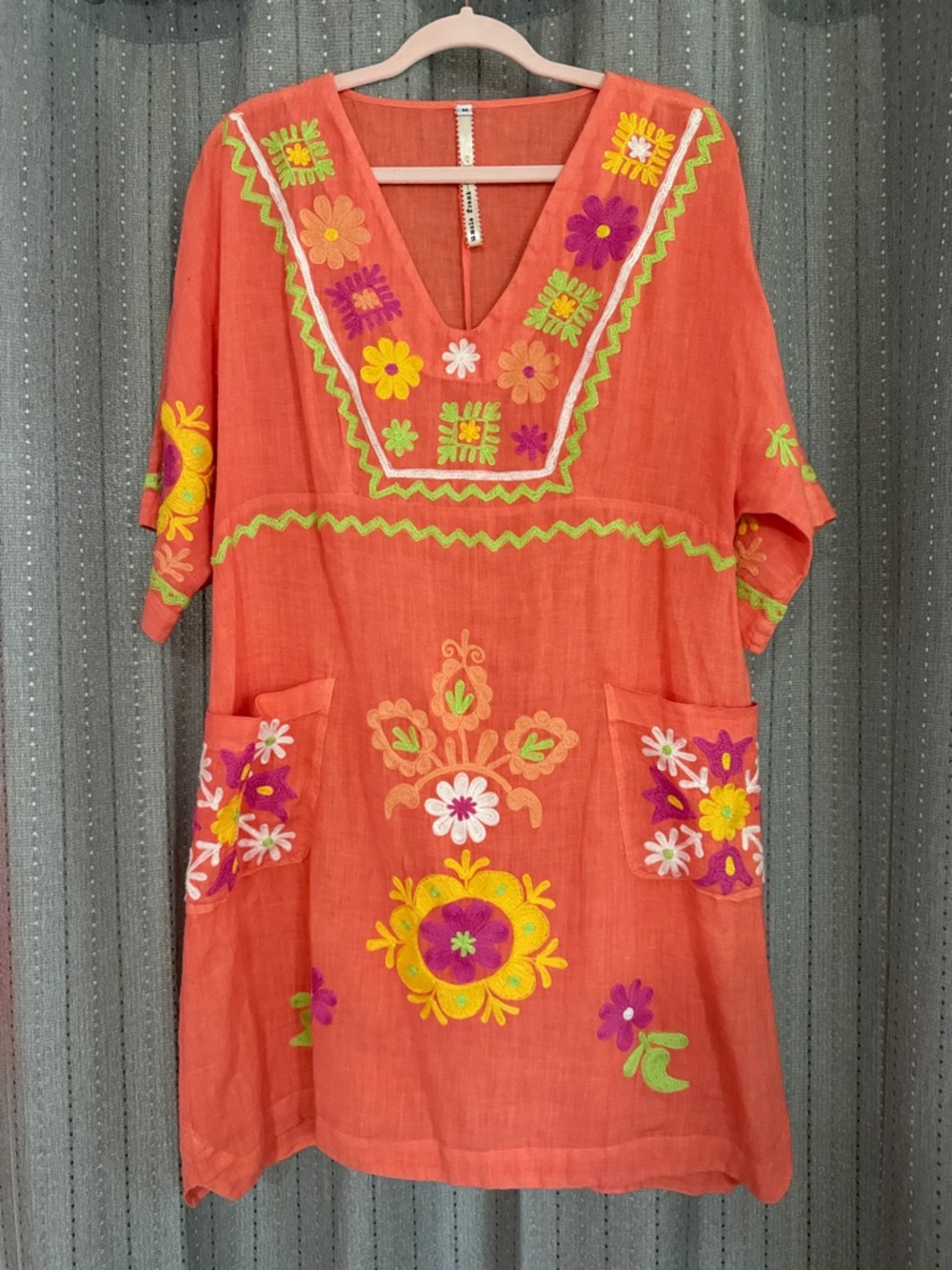 Uncle Frank Coral V-Neck Dress